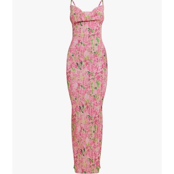 PLT NWT Coquette Romantic Dainty Pink Ethereal Garden Fairy Floral Maxi Dress - Picture 5 of 10